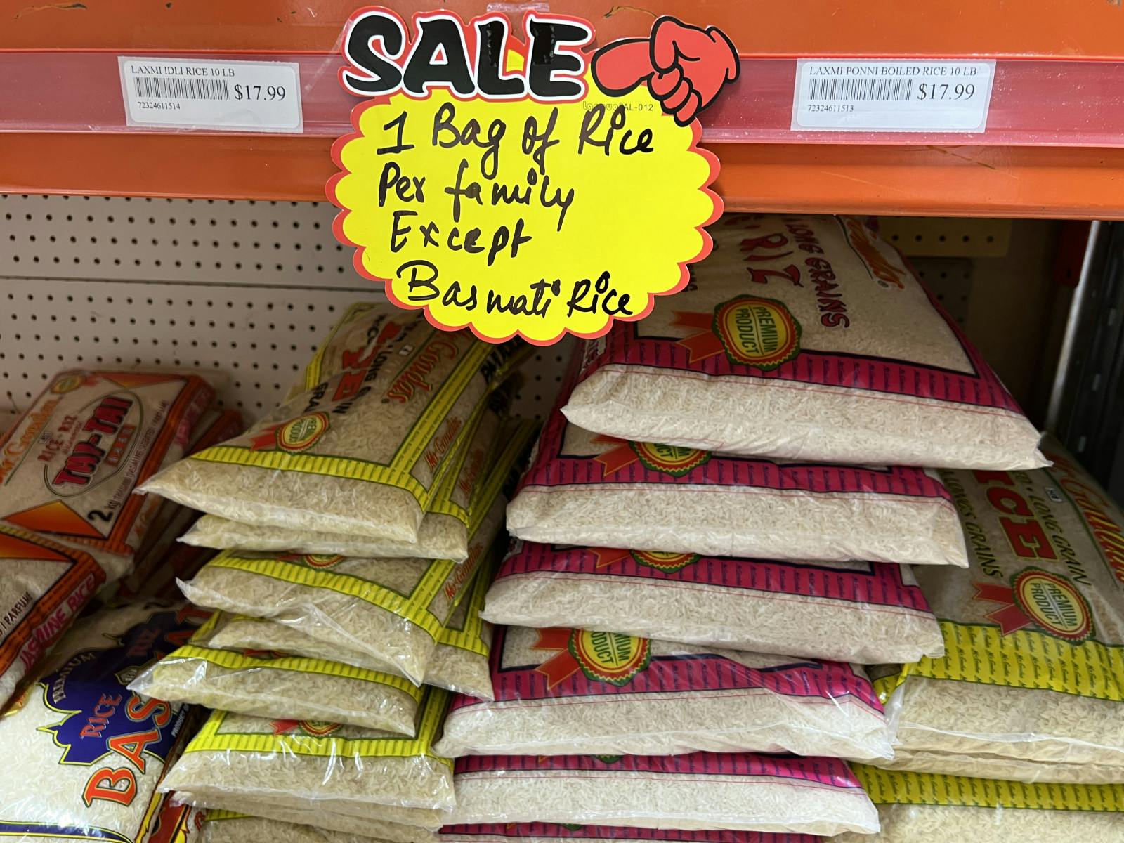Purchase limits imposed bags or rice of at an Indian grocery store in Toronto, Ontario, Canada, on July 27, 2023. (Photo by Creative Touch Imaging Ltd./NurPhoto via Getty Images)