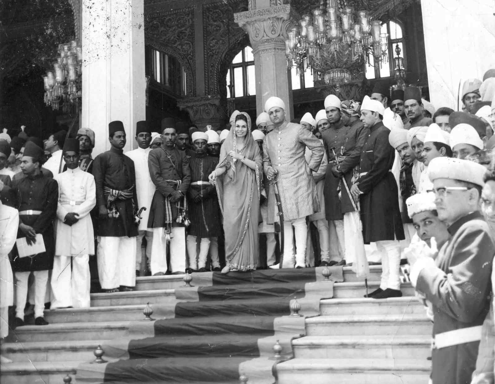 Mukarram Jah with Princess Esra at Chowmahalla Palace in Hyderabad in 1967, the year he was crowned nizam (John Zubrzycki)