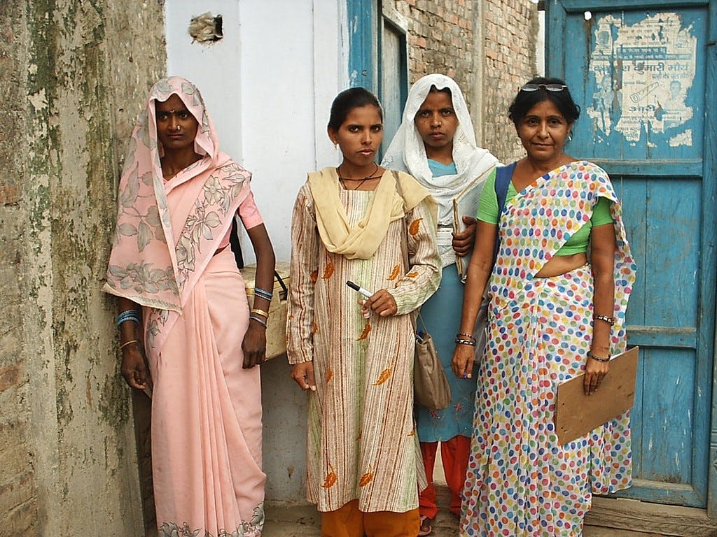 Female health workers in India prepare to begin immunization efforts to protect citizens from imported cases of polio (AJ Williams/CDC/Wikimedia Commons)