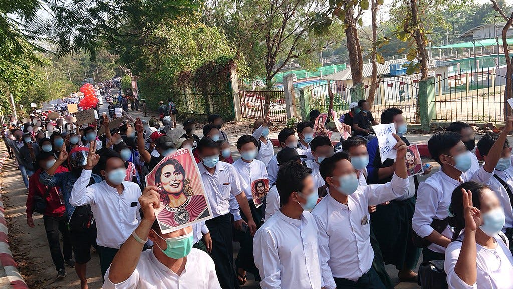 Protest against military coup (9 Feb 2021, Hpa-An, Kayin State, Myanmar) (2)