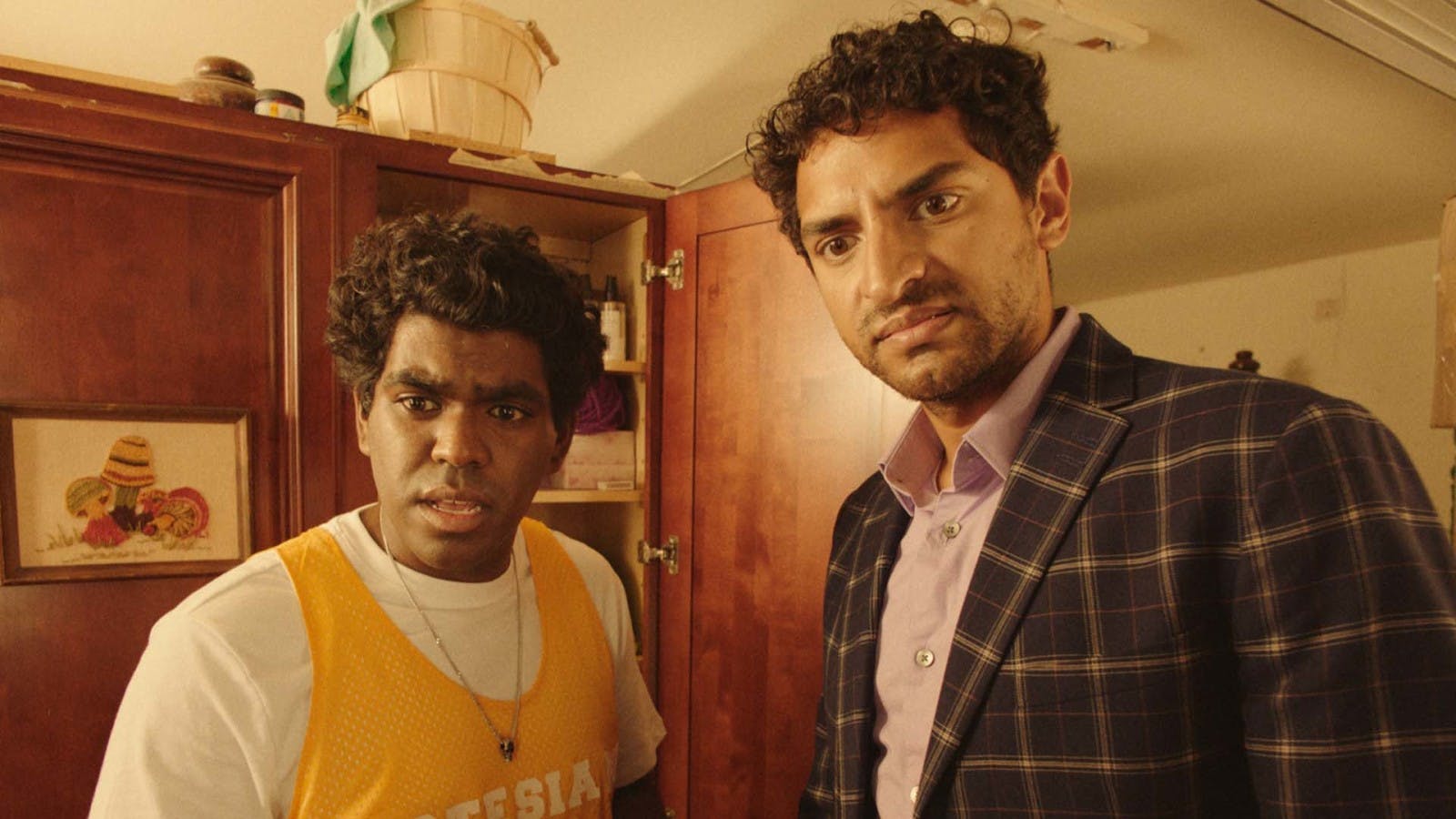 Venk Potula as “Vinny”, and Karan Soni as “Sanjay” (IFC Films) 