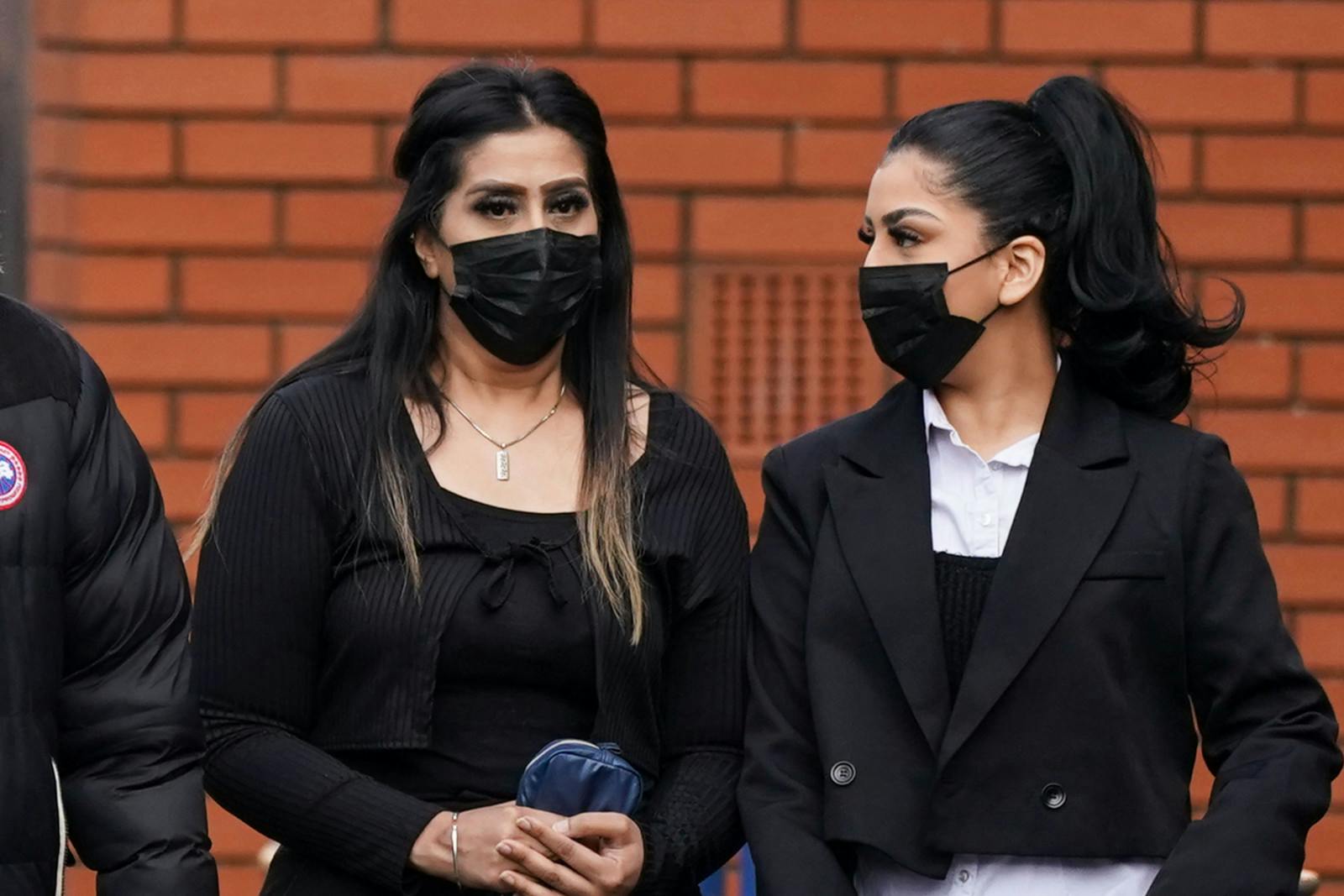 Mahek Bukhari (right) and her mother Ansreen Bukhari arrive at Leicester Crown Court (Jacob King/PA Images via Getty Images)