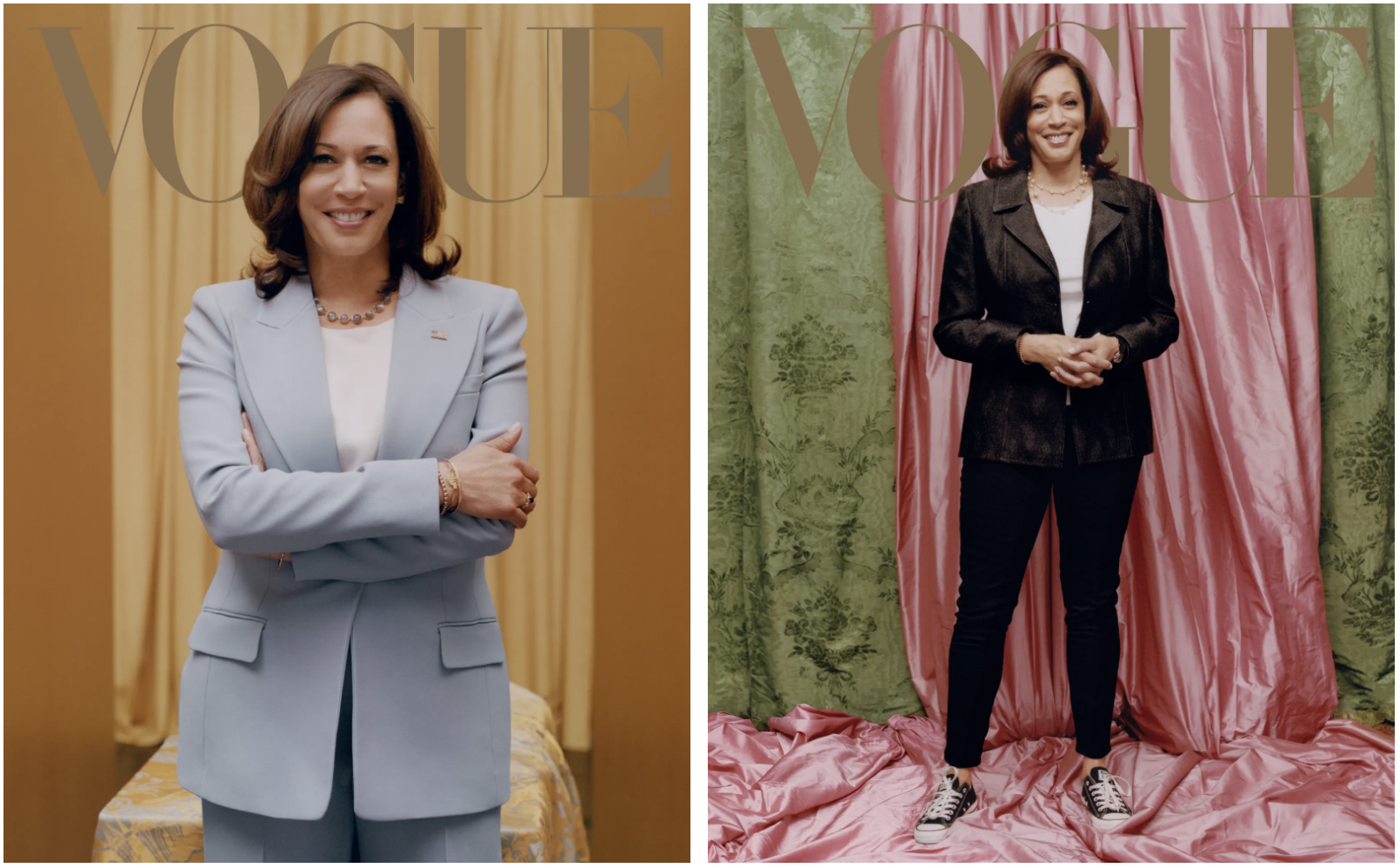 Digital and print covers of 'Vogue' featuring Kamala Harris (Vogue)