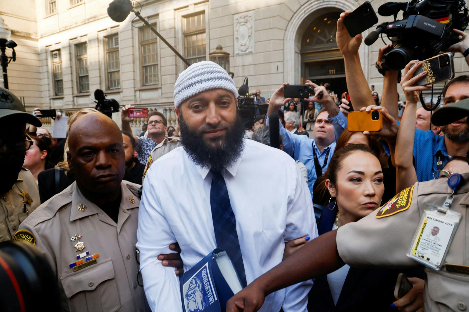 Adnan Syed exists the courthouse on September 19, 2022 (Reuters)