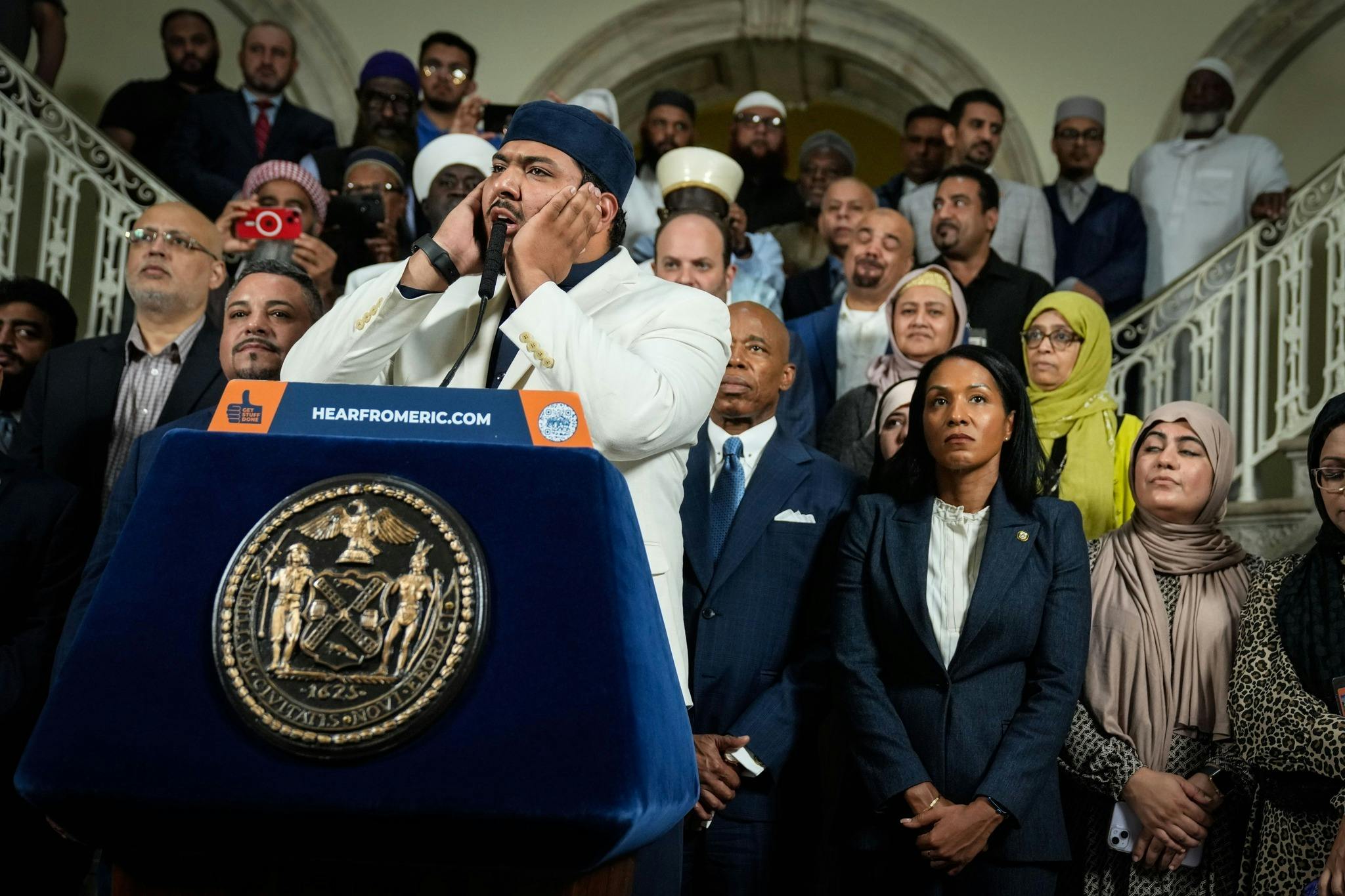 New York City Mayor Eric Adams announced a new initiative on August 29 allowing masjids to broadcast Jummah, Ramadan prayers without a permit. (New York City Mayor's Office)