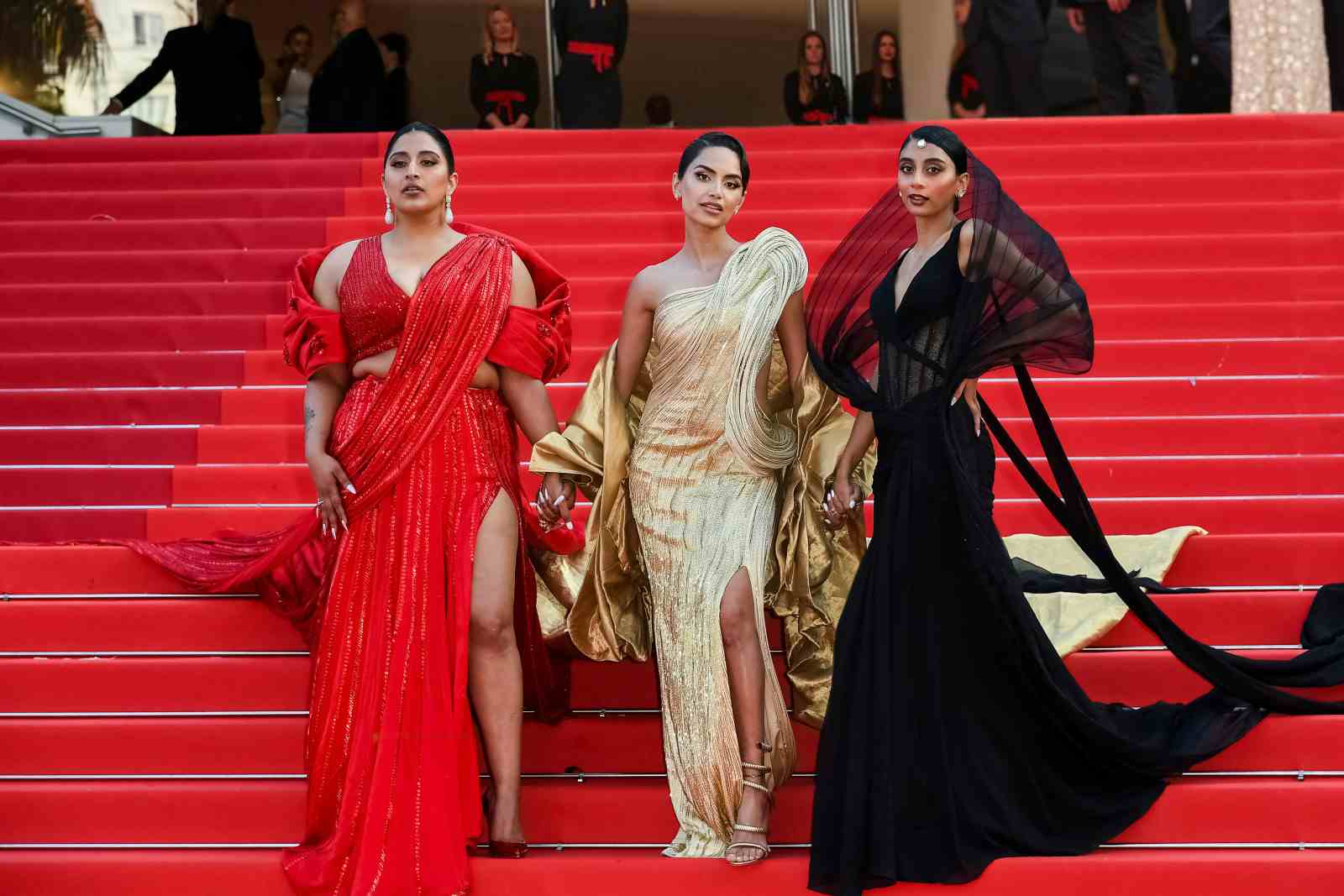Raja Kumari, Diipa Büller-Khosla, and Dolly Singh (L-R) at Cannes 2023 (Courtesy of Diipa Büller-Khosla)