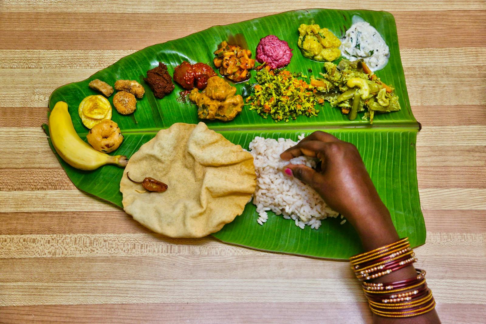 Traditional Sadhya meal served in Toronto, Ontario, Canada. (Creative Touch Imaging Ltd./NurPhoto via Getty Images)